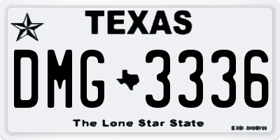TX license plate DMG3336