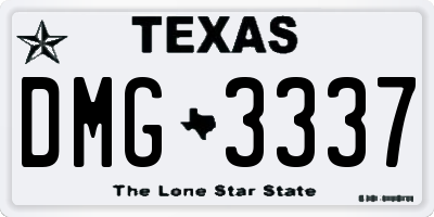 TX license plate DMG3337