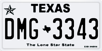TX license plate DMG3343