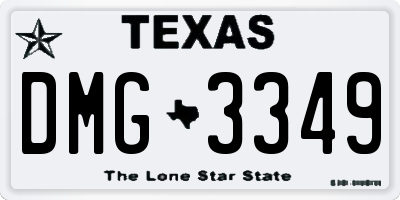 TX license plate DMG3349