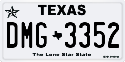 TX license plate DMG3352