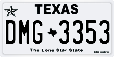 TX license plate DMG3353