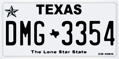 TX license plate DMG3354