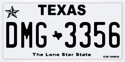 TX license plate DMG3356
