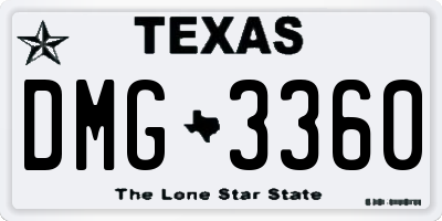 TX license plate DMG3360
