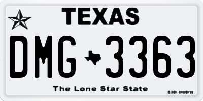 TX license plate DMG3363