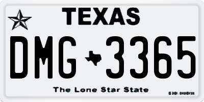 TX license plate DMG3365