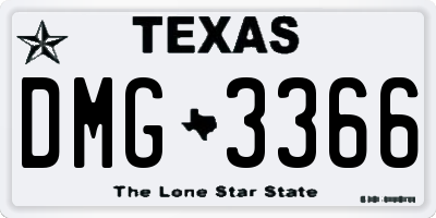 TX license plate DMG3366