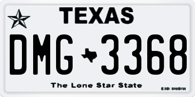 TX license plate DMG3368