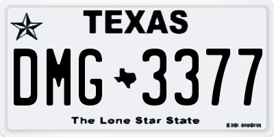 TX license plate DMG3377
