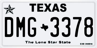 TX license plate DMG3378