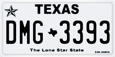TX license plate DMG3393