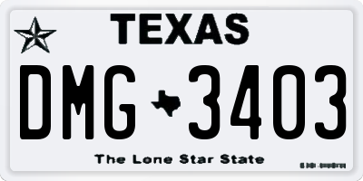 TX license plate DMG3403