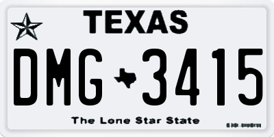TX license plate DMG3415