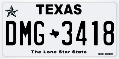 TX license plate DMG3418