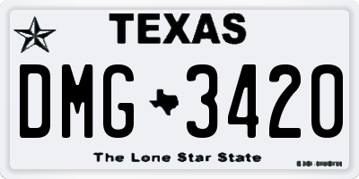 TX license plate DMG3420