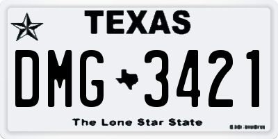 TX license plate DMG3421