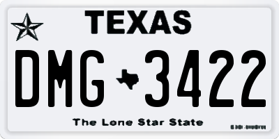 TX license plate DMG3422