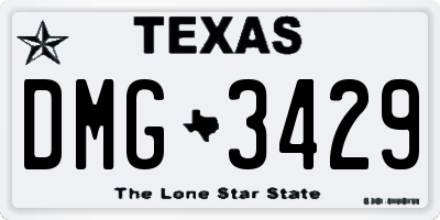 TX license plate DMG3429