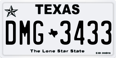 TX license plate DMG3433