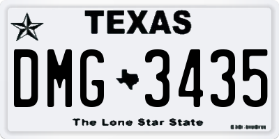 TX license plate DMG3435