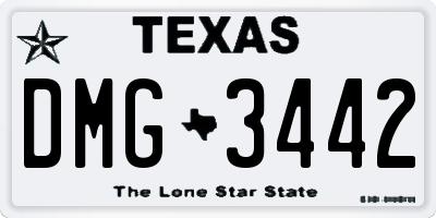 TX license plate DMG3442