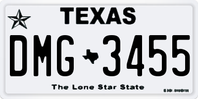 TX license plate DMG3455