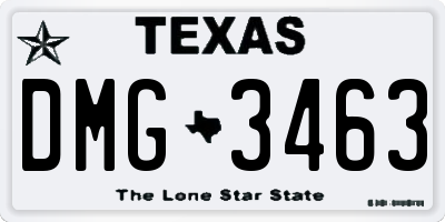 TX license plate DMG3463