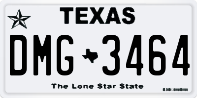 TX license plate DMG3464