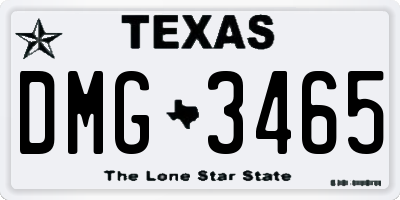 TX license plate DMG3465