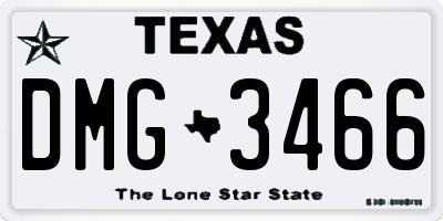 TX license plate DMG3466