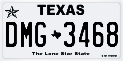 TX license plate DMG3468