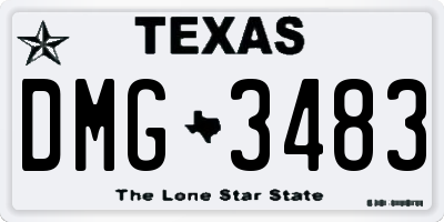 TX license plate DMG3483