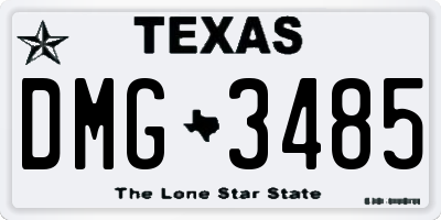 TX license plate DMG3485
