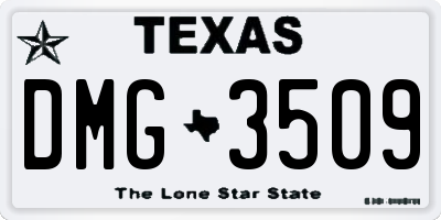 TX license plate DMG3509
