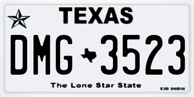 TX license plate DMG3523