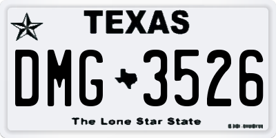 TX license plate DMG3526