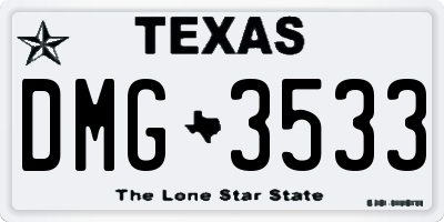 TX license plate DMG3533