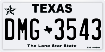 TX license plate DMG3543