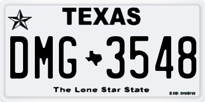 TX license plate DMG3548