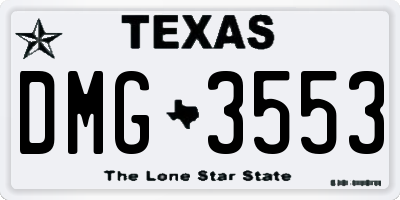 TX license plate DMG3553