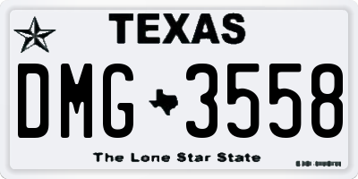 TX license plate DMG3558