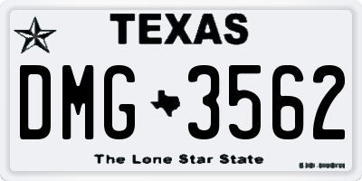 TX license plate DMG3562