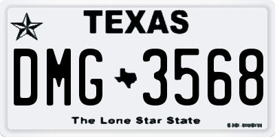 TX license plate DMG3568