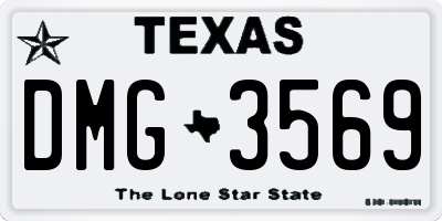 TX license plate DMG3569