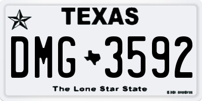 TX license plate DMG3592