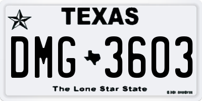 TX license plate DMG3603
