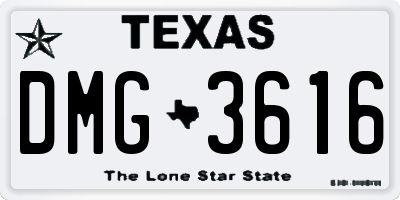 TX license plate DMG3616