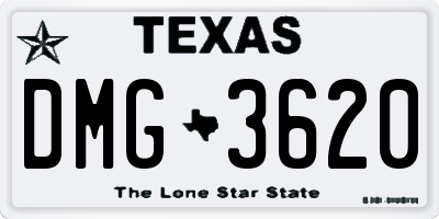 TX license plate DMG3620