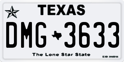 TX license plate DMG3633